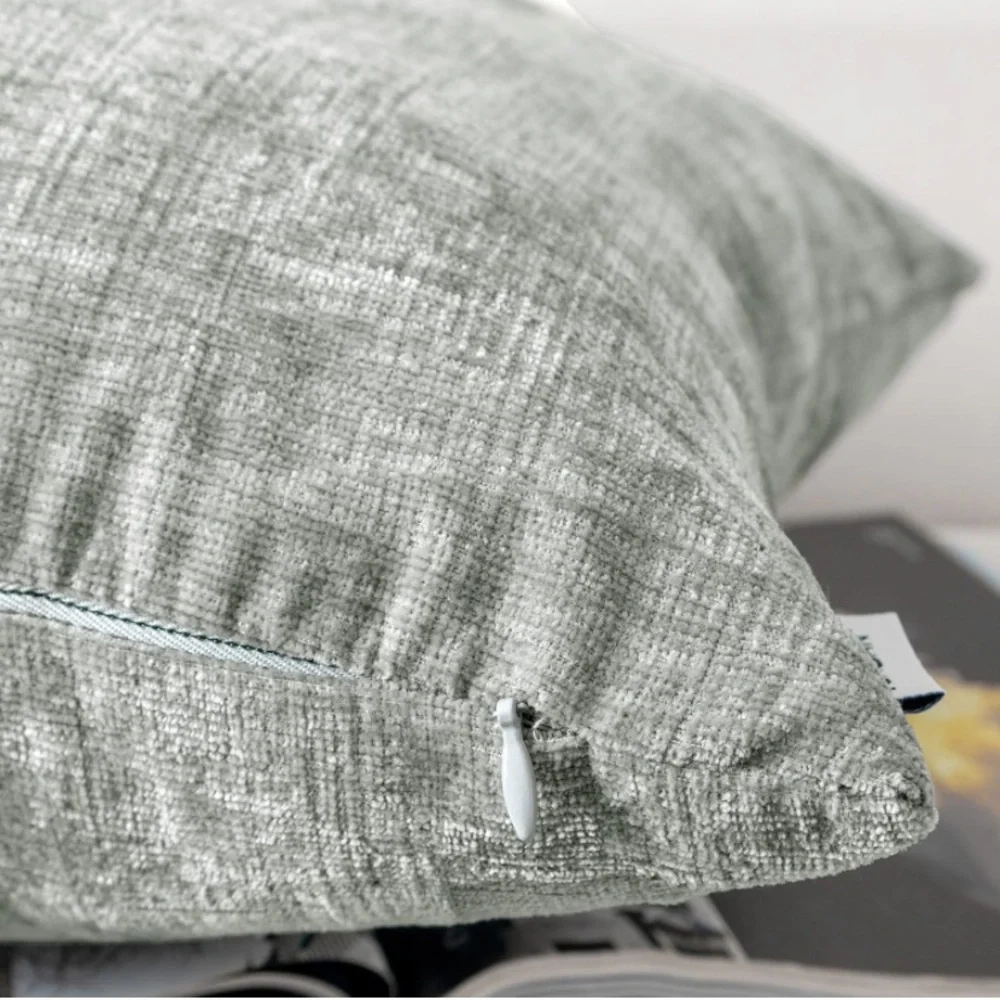 Luxury Home | Elegant Soft Grey Luxe Chenille Textured Throw Pillow Covers